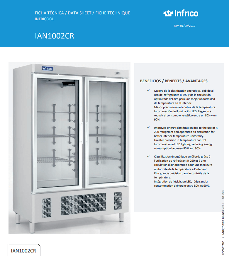 Armario de refrigeración con puerta de cristal, 2 puertas. - Imagen 4