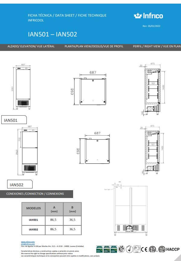 Armario de refrigeración de acero inoxidable; 1 puerta. - Imagen 5