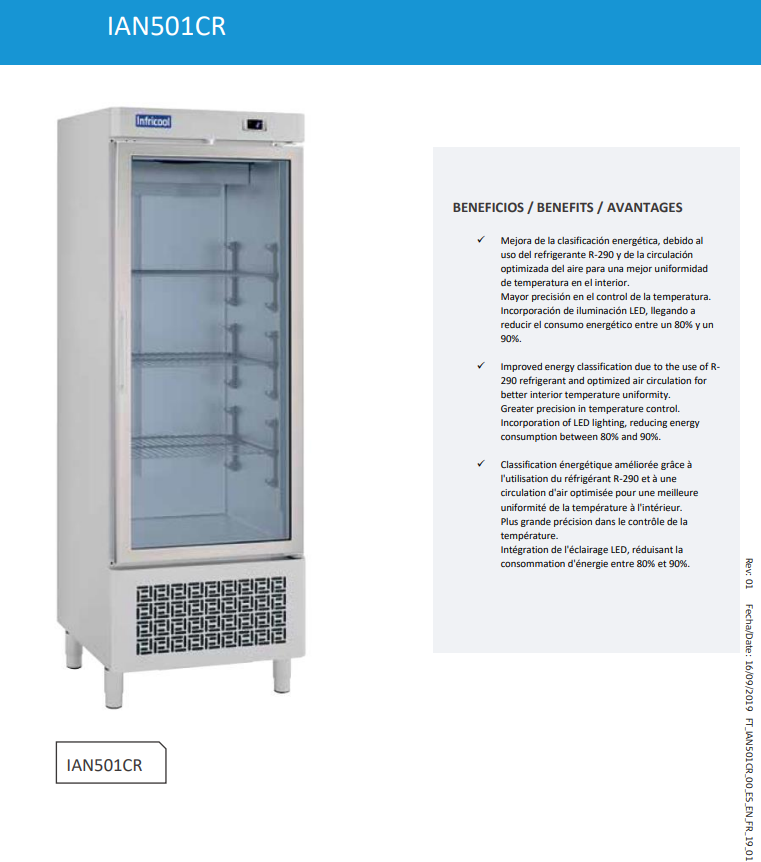 Armario de refrigeración con puerta de cristal, 1 puerta. - Imagen 4