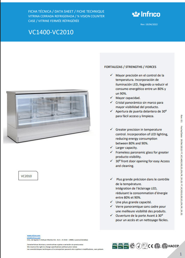 Vitrina cerrada refrigerada de 2m y 3 puertas. - Imagen 5