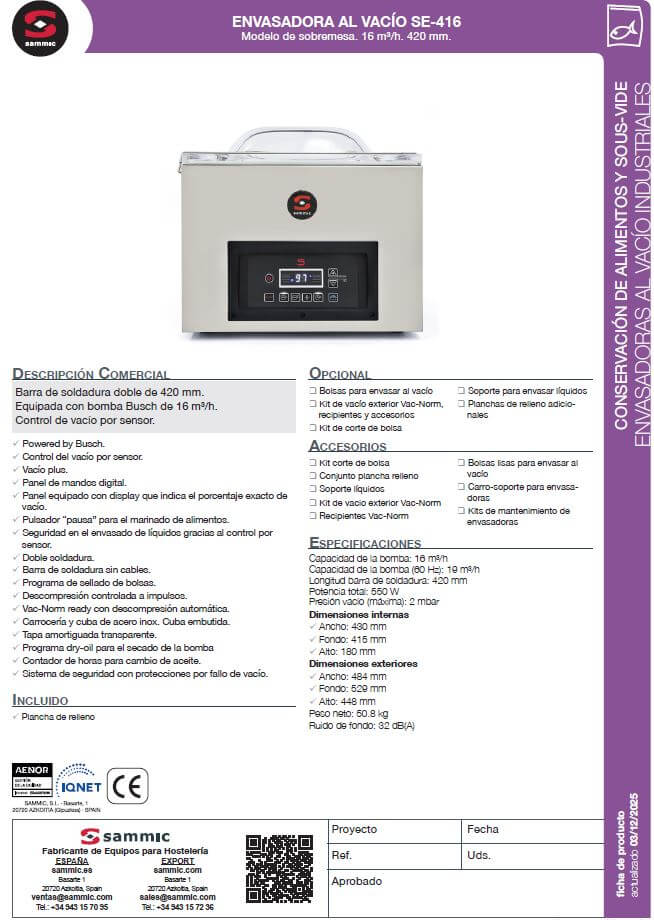 Envasadora al vacío de sobremesa, serie 400 y gama Sensor. Barra de soldadura de 420mm y bomba 16m3/h. - Imagen 2