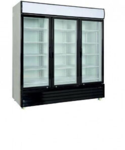Armario expositor de refrigeración con desescarche automático, condensación ventilada, cerradura y llave y 4 ruedas. 
