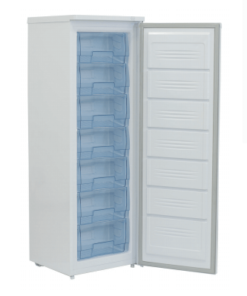 Escarchacopas con descongelación manual, refrigeración estática con evaporador en los estantes y compresor tropicalizado.