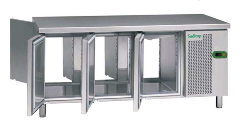 Mesa refrigerada con 2 puertas pasantes GN Serie SE-800 Central